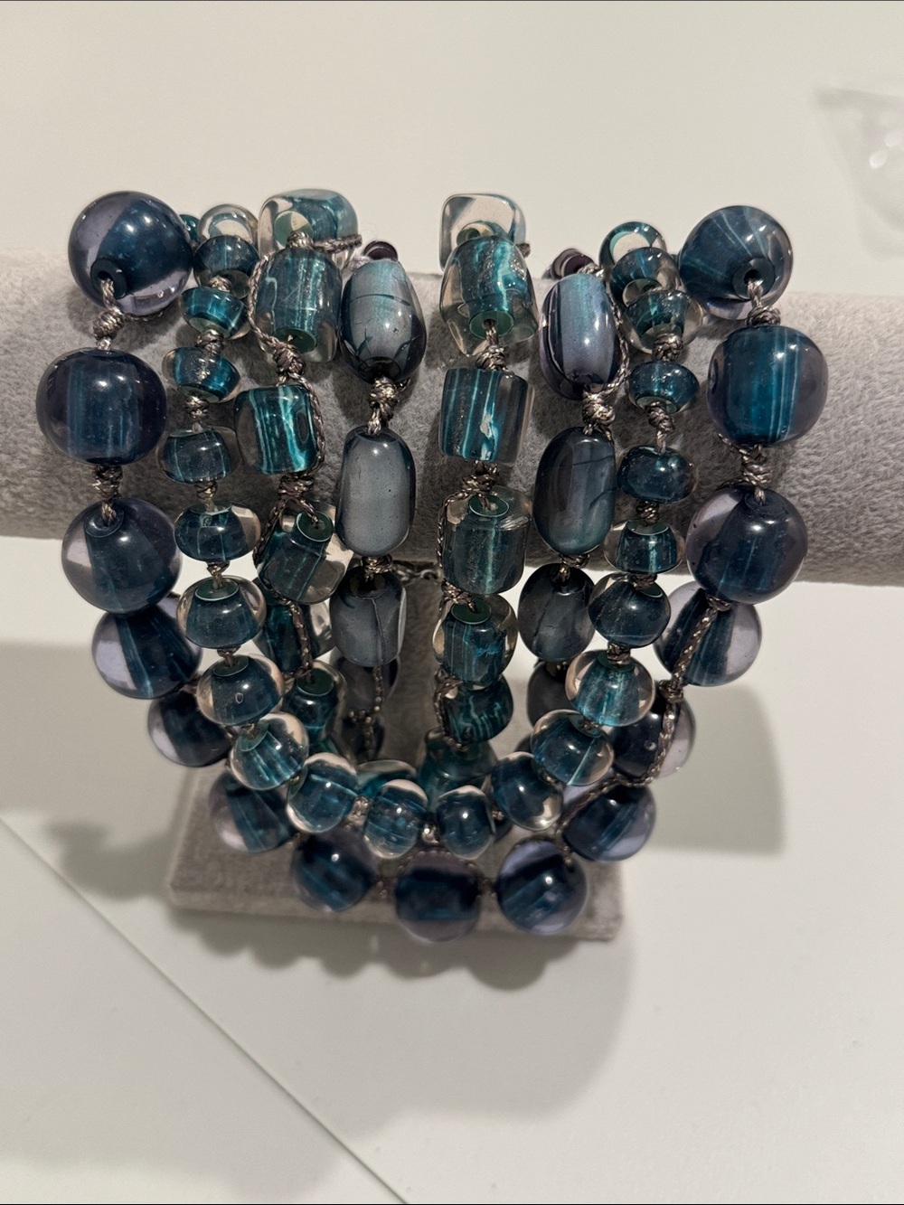 Blue  Bead Multi-Strand Necklace